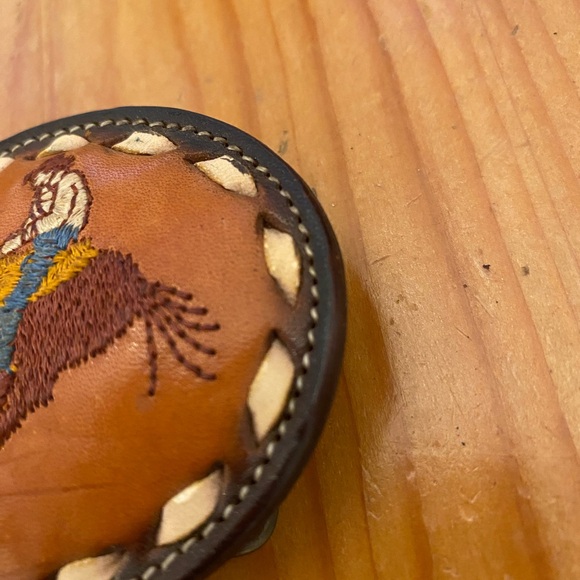 Tony Lama hand stitched leather rodeo calf roper belt buckle. - Picture 2 of 10